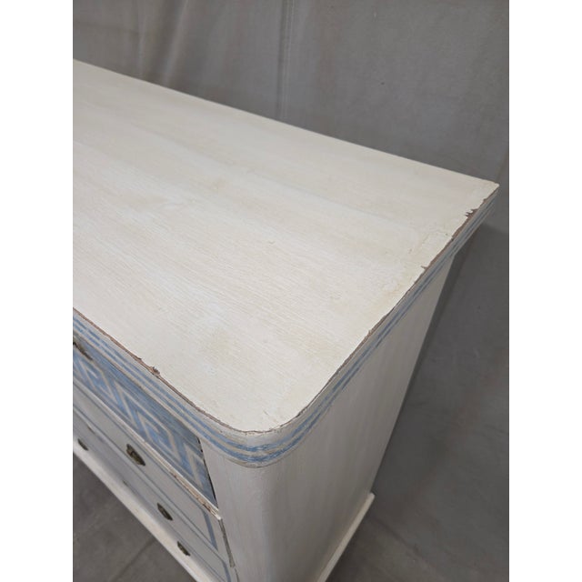 Antique English Pine Painted Dresser Chest of Drawers With Greek Key Motif For Sale - Image 10 of 13