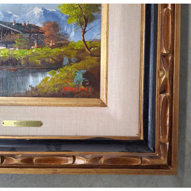 Carlo Mancini, Italian 20th Century, Alpine Cottage Scenes, Oils on Canvas - Set of 2 For Sale - Image 15 of 16