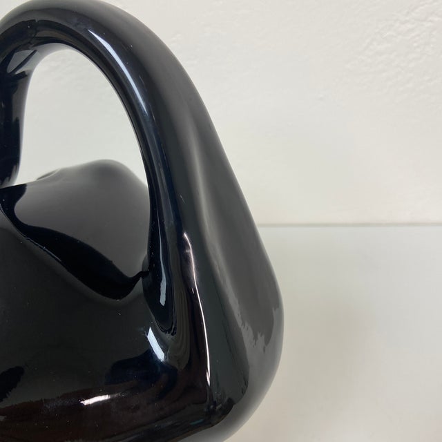 Black Mid 20th Century Black Amethyst Blown Glass Swan Bowl For Sale - Image 8 of 9
