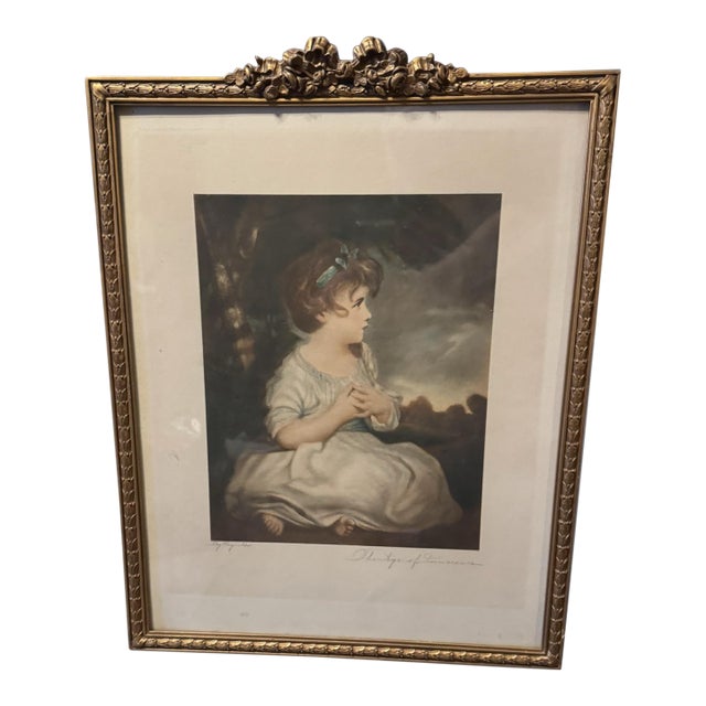 Antique Victorian Gilt Framed Print the Age of Innocence by Reynolds For Sale