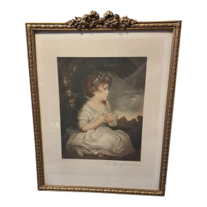 Antique Victorian Gilt Framed Print the Age of Innocence by Reynolds