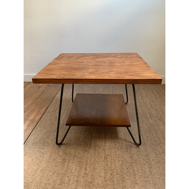 Mid-Century Modern Mid 20th Century Mid-Century Modern Iron Leg Table With Swivel Top For Sale - Image 3 of 11