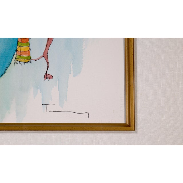 Contemporary Itzchak Tarkay—"Noon at the Cafe #9"—Original Unique Watercolor & Mixed Media, 2005, With Coa on Arches Paper For Sale - Image 3 of 10