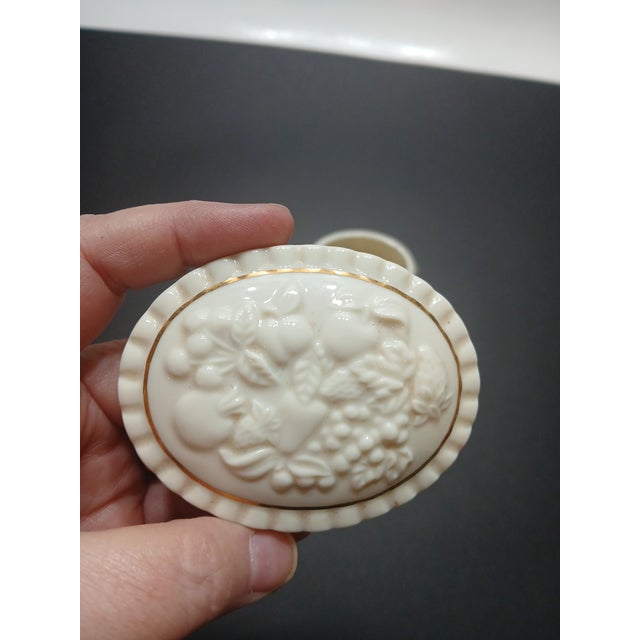 Art Deco Lenox Trinket Dish Gold Detailing Fruit Motif 1998 For Sale - Image 3 of 7