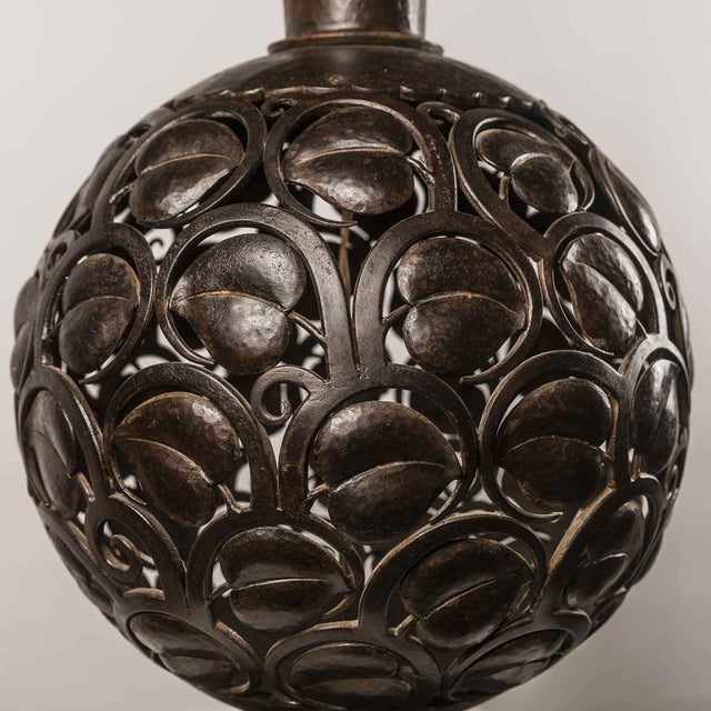 Large Art Deco Wrought Iron Table Lamp by Edgar-William Brandt, 1930s For Sale - Image 9 of 18