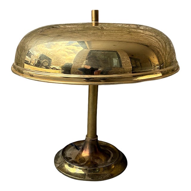 Vintage Brass Dome Table Lamp For Sale