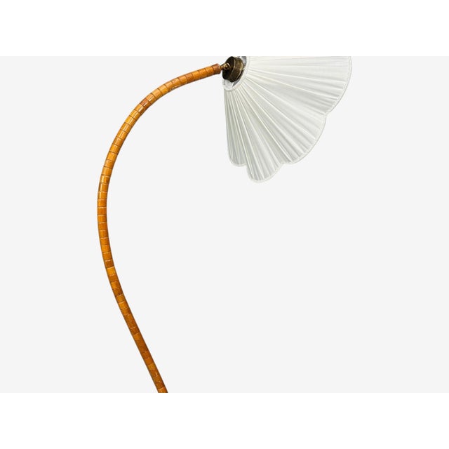 Brown 1930s Mid Century Modern, Organic Floor Lamp, Wood, Silk, Sweden For Sale - Image 8 of 12