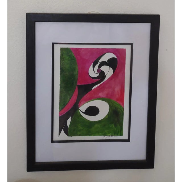 Glass "Black & White Swirl 2" Contemporary Acrylic Painting, Framed With Glass For Sale - Image 7 of 7
