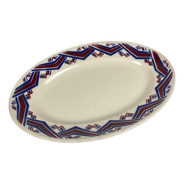 Antique Oval Babylone Platter from Badonviller, 1900s For Sale