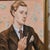 An oil on canvas portrait painting of a feminine man. Original frame. Unsigned
