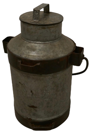 Galvanised Metal Milk Churn with Iron Strapping, 1890s