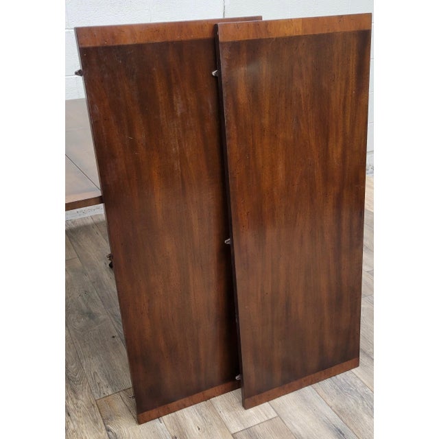 Vintage Kittinger Sheraton Regency Style Banded Mahogany Double Pedestal Dining Table For Sale - Image 11 of 11