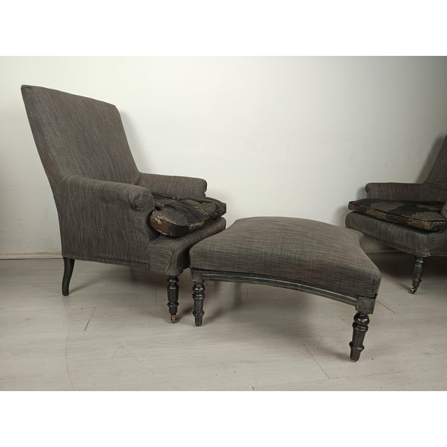 Napoleon III Duchess Brisé Armchairs , Set of 3 For Sale - Image 9 of 18