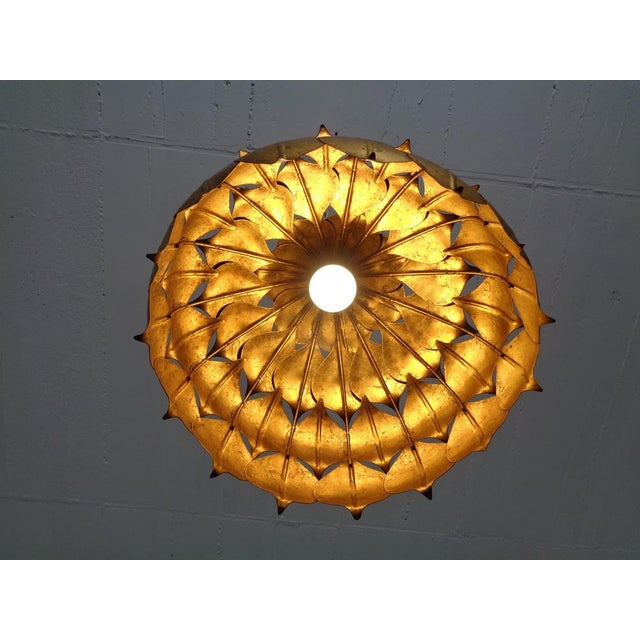 Metal Large Golden Lotus Ceiling Lamp from Hans Kögl, Germany, 1960s For Sale - Image 7 of 18