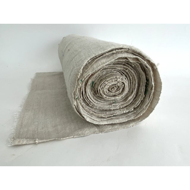 This is a roll of hand loomed French linen with a variety of colored railroaded stripes. New old stock, it appears to be...