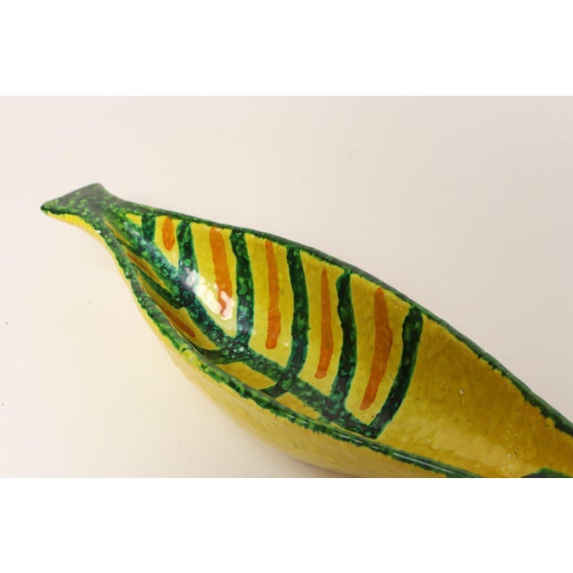 Italian Modernist Yellow, Orange, and Green Glazed Ceramic Fish Form Vide Poche For Sale - Image 13 of 14