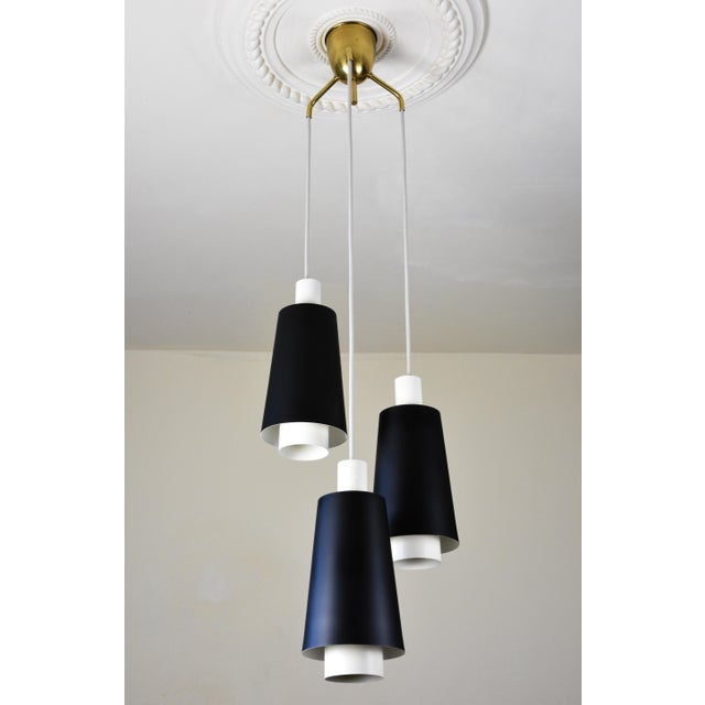 Mid-Century Modern 3-Light Pendant by Bent Karlby for Lyfa, Denmark, 1950s For Sale - Image 3 of 16