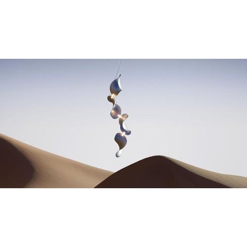 Dune 6 Vertical Line Chandelier in Silver Anodized Aluminum by Moss Objects For Sale - Image 13 of 18