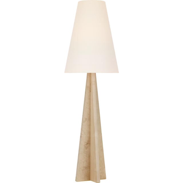 Modern Kelly Wearstler by Visual Comfort Signature Crue 66" Floor Lamp in Natural Maple with Linen Shade For Sale - Image 3 of 3