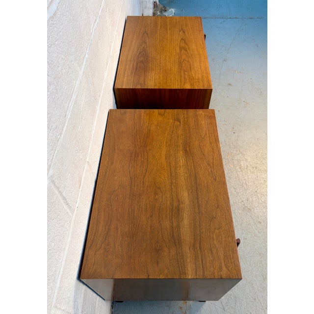 Pair of Unique Mid 20th Century Modern Walnut Nightstands For Sale - Image 13 of 18