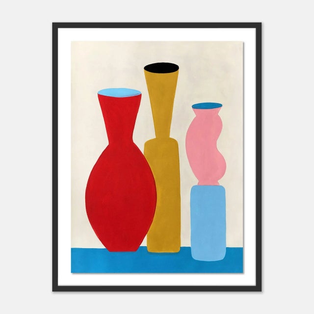 Contemporary Three Sentries by Jelly Chen in Black Framed Paper, Small Art Print For Sale - Image 3 of 3