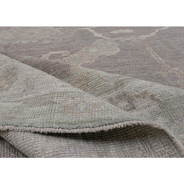 Gray Turkish Oushak Rug Gray & Green Handwoven Wool Rug 8'9" X 12'1" For Sale - Image 8 of 9