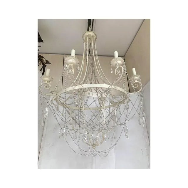 Ivory Florentine Iron and Crystals Chandelier by Simoeng For Sale - Image 9 of 10