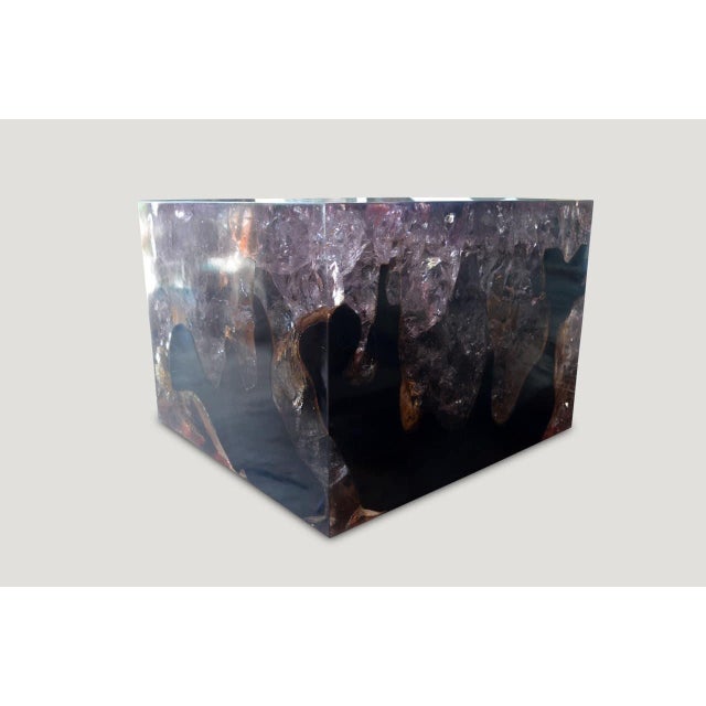 Andrianna Shamaris Cracked Resin and Teak Wood Coffee Table For Sale - Image 16 of 18