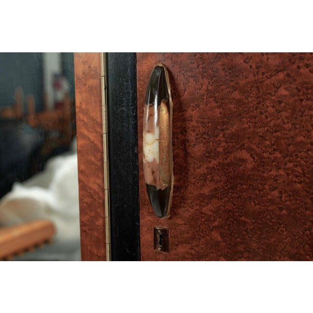 Antique Art Deco Maple Wood Mirrored Armoire Cabinet 1930s For Sale - Image 14 of 15