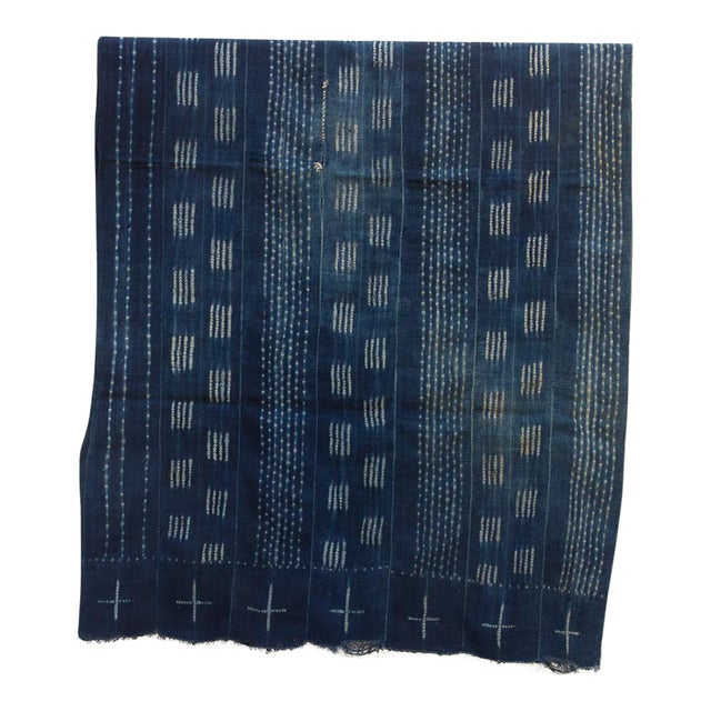 Stellar Cross Indigo Mud Cloth Throw For Sale