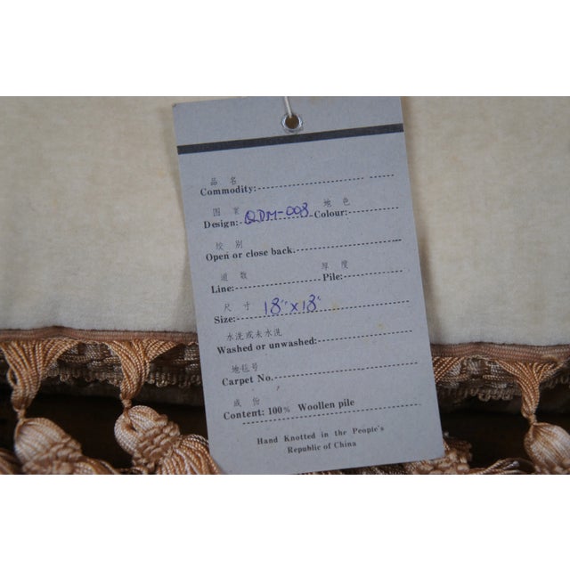 Mid 20th Century Seagull Chinese Carpets Wool Floral Embroidered Tassel Lumbar Throw Pillow For Sale - Image 11 of 12