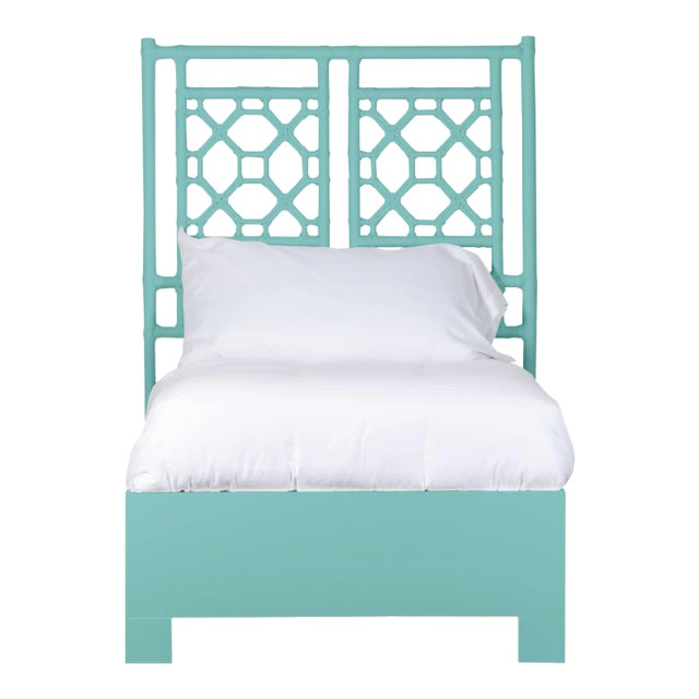 Lattice Back Bed Twin - Turquoise For Sale