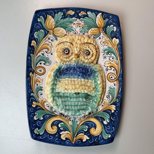 Sicilian Ceramic Wall Plaque with Owl, Italy, 1950s For Sale - Image 10 of 14