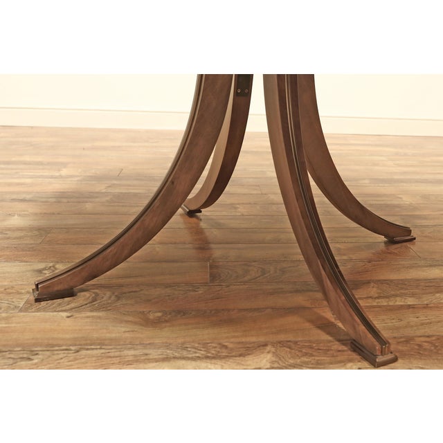 Wood Black Walnut and Brass Inlaid Pedestal Table With Saber Legs by Jonathan Charles For Sale - Image 7 of 15