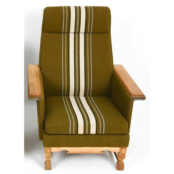 Mid 20th Century Danish Mid Century Modern High Back Lounge Chair W Straight Paddle Arms For Sale - Image 5 of 11