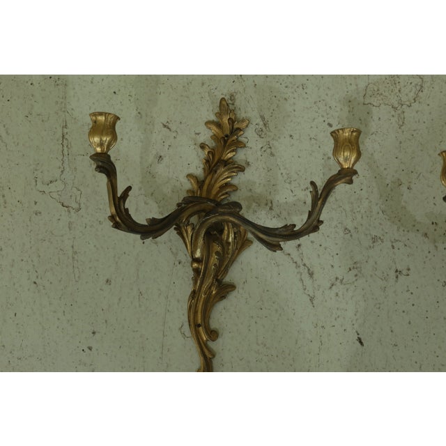 French French Louis XV Style Bronze Candelabras - a Pair For Sale - Image 3 of 9