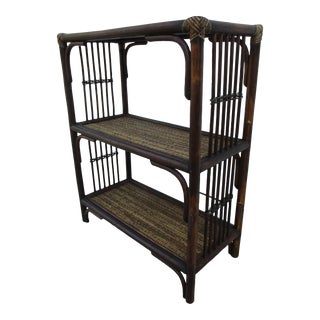 Vintage Bamboo and Rattan Bookshelf Etagere For Sale