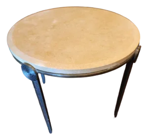 Cast Metal and Cast Stone End Table