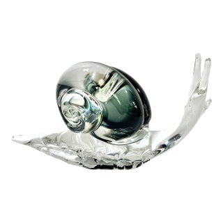 Handblown Glass Snail Sculpture – Murano Mid Century Art Glass For Sale