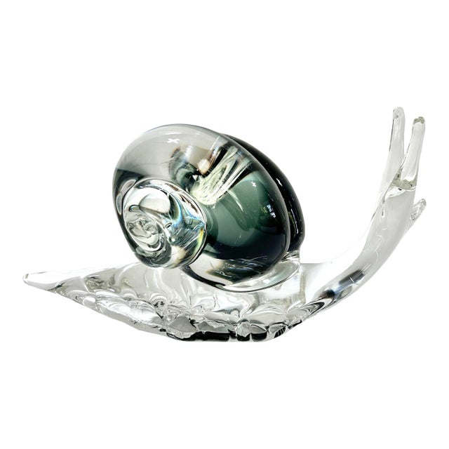 Murano Style Handblown Glass Snail Sculpture – Mid Century Decorative Object For Sale