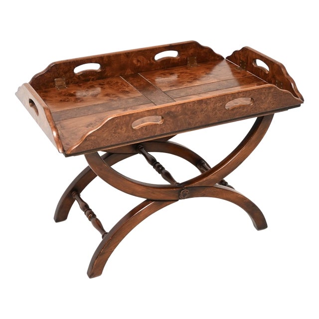 Burr Elm Butler's Tray Top Coffee Table, 1930s For Sale