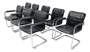 Davis Furniture Black Leather and Chrome Dining Chairs