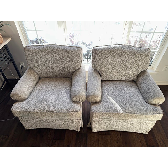 Boho Chic 2 Custom Matching Swivel Charles Stewart Arm Chairs For Sale - Image 3 of 9