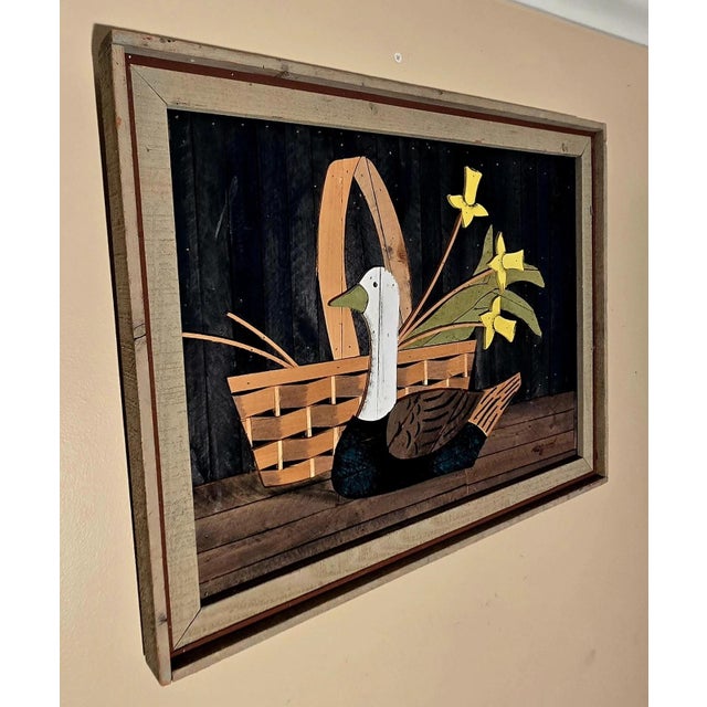 American 1970s Theodore DeGroot Lathe Art – Duck & Daffodils For Sale - Image 3 of 6