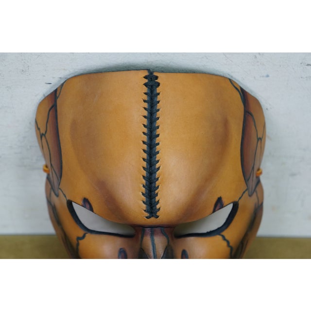 Leather Skull Face Mask Day of the Dead Carnival Mardi Gras Halloween For Sale - Image 4 of 12
