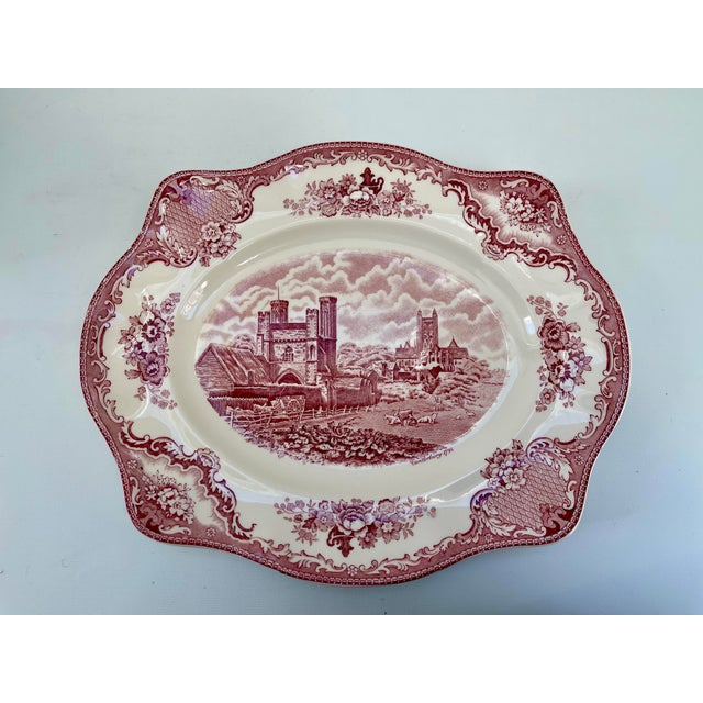 Johnson Brothers Vintage English Pink Old Britain Castles Johnson Brothers Serving Platter For Sale - Image 4 of 10