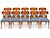 Set of 10 Teak Klismos patio chairs. The chairs are made of solid Peruvian Teak. Finished and ready to enjoy. Set is well...