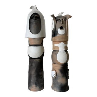 70's Frank Colson 1931-2015 Art Pottery Sculptures a Pair For Sale