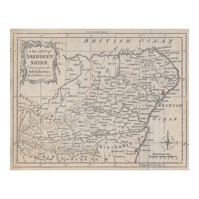 Antique Scottish Map of Aberdeenshire by Thomas Kitchin For Sale