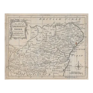 Antique Scottish Map of Aberdeenshire by Thomas Kitchin
